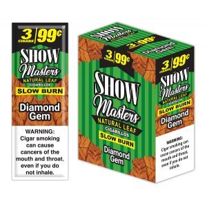 Show Masters Natural Leaf Cigars Green Gem 15 Packs of 3