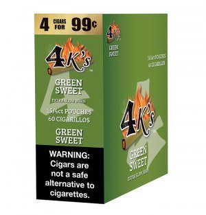 4 Kings Cigars Green Sweet 15 Pouches of 4