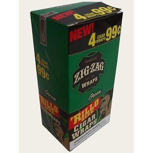 Zig Zag Rillo Wraps Green 4 for 0.99