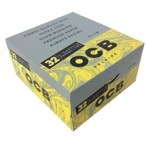 OCB Solaire Rolling Paper Slim + Tips Box 32