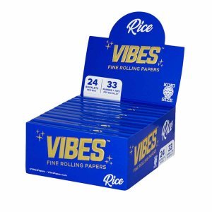 VIBES Rice Rolling Papers Kingsize Slim w/ Filters / 24pc Display