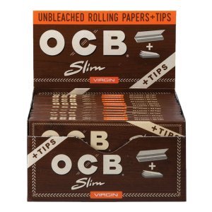 OCB Virgin Unbleached Papers & Tips Slim 24pc