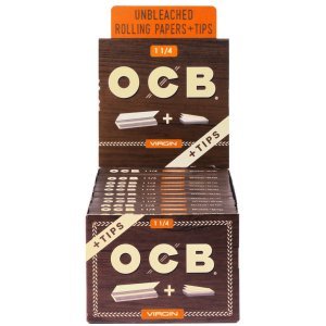 OCB Virgin Unbleached Papers 1 1/4 & Tips 24 Packs