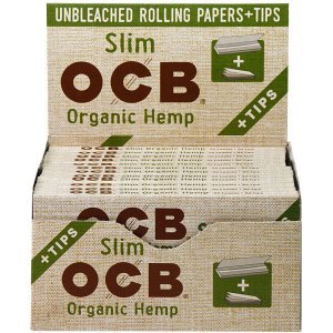 OCB Organic Hemp Rolling Papers King Size Slim Plus Tips 24/32 Ct. Box