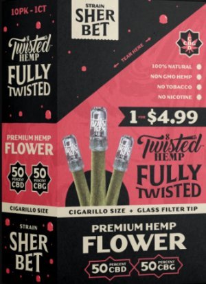 Twisted Wraps Hemp Flower Blunts (10PC) - SHERBERT