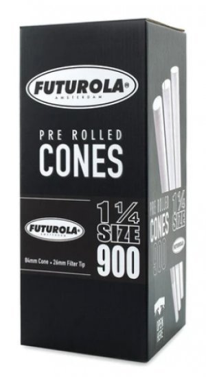 Futurola Pre-Rolled Straight Cone 1 1/4 Classic White 900 Ct