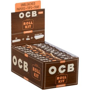 OCB Unbleached Virgin Rolling Papers 1 ¼ Roll Kit 20 Ct. Box