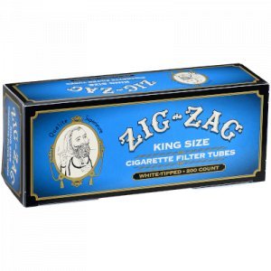 Zig Zag Cigarette Tubes King Size Blue (White Tips) 200 Ct. Box