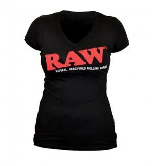 RAW Ladies Black T-Shirt V Neck