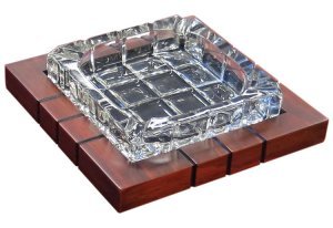 Crystal Cross-Hatched Ashtray