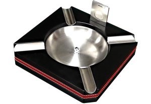 Black Cigar Ashtray with Cutter
